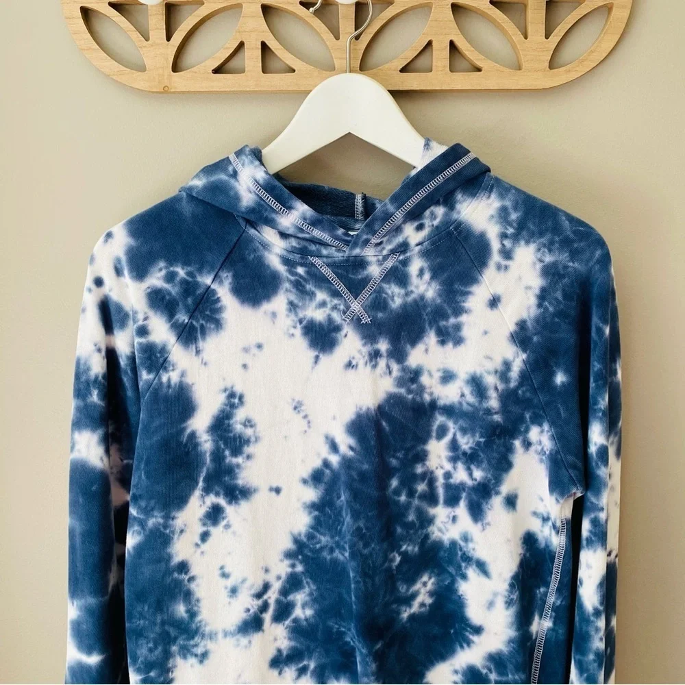 Old Navy Pullover Tie Dye Hoodie Blue/White Sz Youth XL 14-16